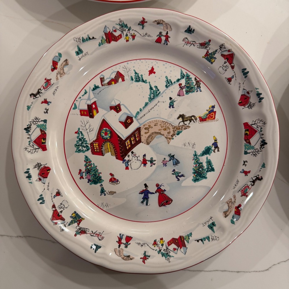 Farberware White‎ Christmas Katherine Babanousky Dinner Plates Set of 8 Case 391